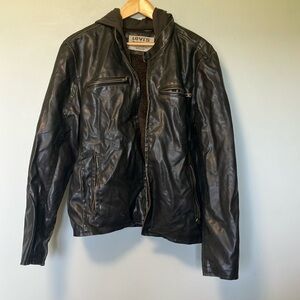 Levi's Brown Faux Leather Jacket with fleece lining and hood